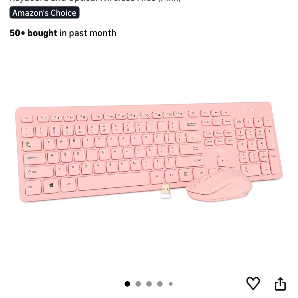 Wireless Pink Keyboard and Mouse Set